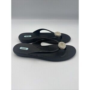 OKA.B Woman’s Thong Rhinestone Flipflops size ML made in USA Shoes That Love You